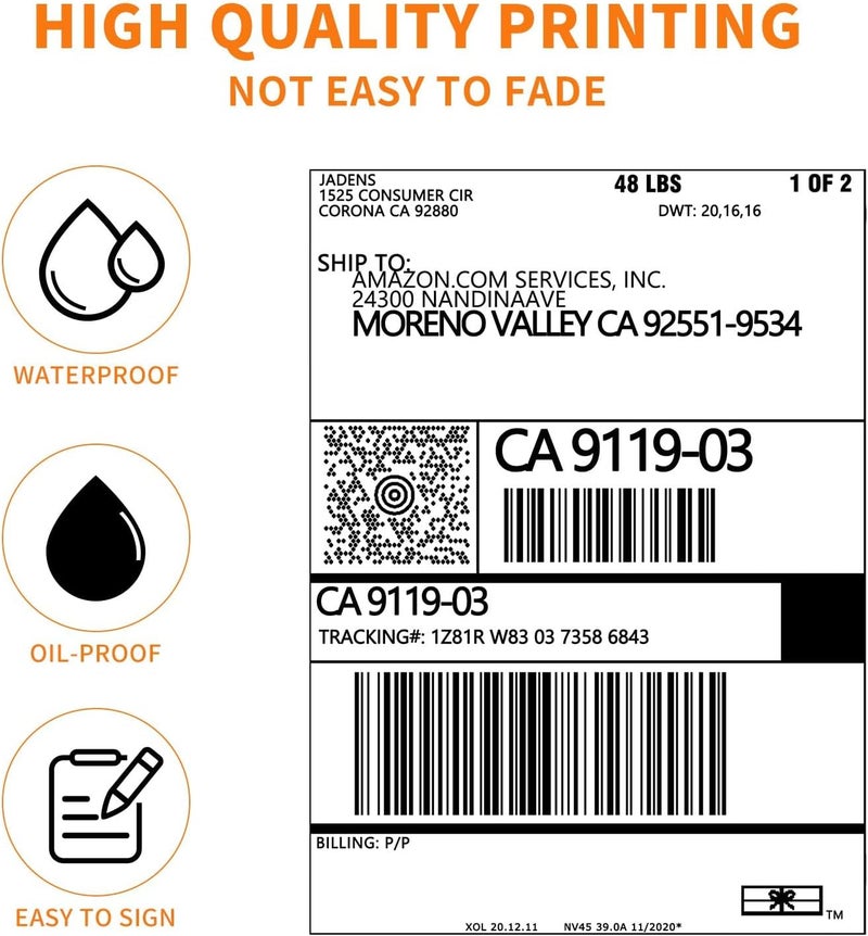 JADENS Thermal Shipping Labels 4x6-350 Labels(4 Rolls), Compatible with Rollo, Brother, Zebra and Most Thermal Printer, Perforated, Commercial Grade, Doesn't Compatible with Dymo - Image 5